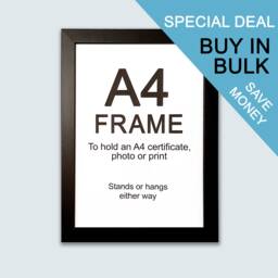 A4 Black Picture Frame For Certificates, Photos Or Prints - 22mm Wood - thumbnail 1