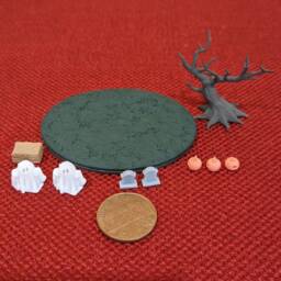 Cute Micro Miniature Halloween Horned Ghosts & Friends. Unpainted Decor. So Tiny Pumpkin, Ghost, Tree, Hay Bale, Base, Tombstone, Mini - thumbnail 4