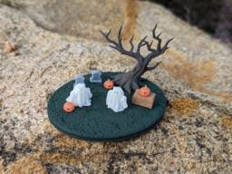 Cute Micro Miniature Halloween Horned Ghosts & Friends. Unpainted Decor. So Tiny Pumpkin, Ghost, Tree, Hay Bale, Base, Tombstone, Mini