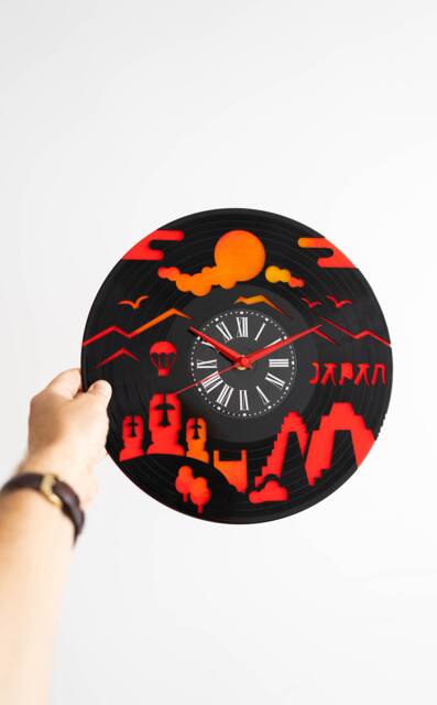 Japanese Vinyl Record Clock Rising Sun Wall Art - image 1