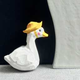 Custom Handmade Wooden Goose Ornament Desktop Decoration, Hand Painted Yellow Hat For Bookshelf Decor Valentine Day Gift - thumbnail 2
