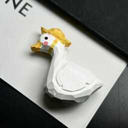 Custom Handmade Wooden Goose Ornament Desktop Decoration, Hand Painted Yellow Hat For Bookshelf Decor Valentine Day Gift - thumbnail 3