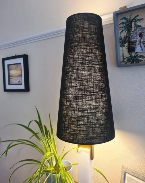 Black Extra Tall Cone Lampshade in Textured Linen Fabric - image 1