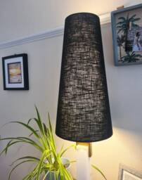 Black Extra Tall Cone Lampshade in Textured Linen Fabric - thumbnail 1