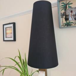 Black Extra Tall Cone Lampshade in Textured Linen Fabric - thumbnail 3
