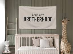 Long Live Brotherhood Banner Flag, Boys Bedroom Decor, Nursery Wall Art Kids Playroom Sign, Fabric