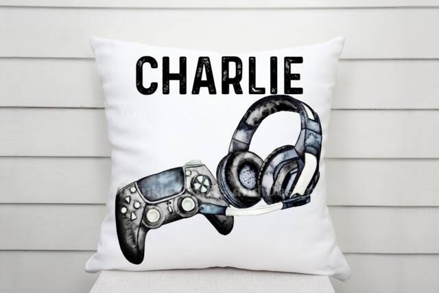 Personalised Kids Gaming Cushion, Personalized Gift For Girls Boys, Gaming Gift, Childrens Personalised Pillow - image 1