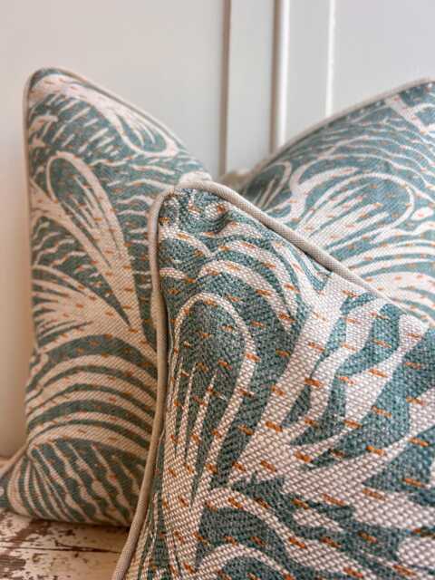 Cushions Made in Fermoie Savernake Fabric Designer Decorative Rich Green Linen Cushion Pillow Throw Cover - image 1