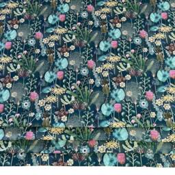 Teal Roman Blinds/Custom - Made To Measure Herbarium Wildflowers Botanical Design - thumbnail 2