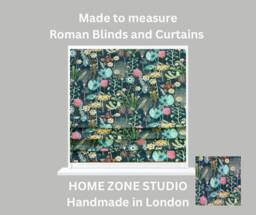 Teal Roman Blinds/Custom - Made To Measure Herbarium Wildflowers Botanical Design