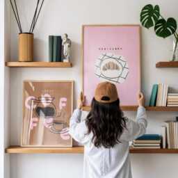 Set Of 2 Coffee Prints - Pink Brown Prints Kitchen Home Decor Cafe Croissant Wall Art - thumbnail 3