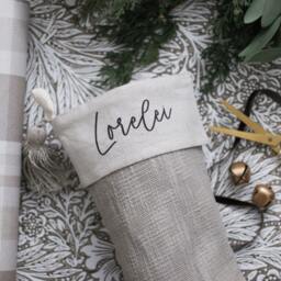 Custom Name Christmas Stocking With Tassel - Monogram Personalized Family Stockings Farmhouse Xmas Sock - thumbnail 3