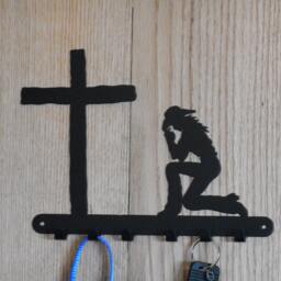 Cowgirl Praying To Cross 6 Hook Leash Key Holder - thumbnail 1