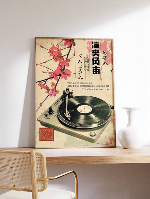 Japanese Retro Music Poster, Vintage Vinyl Wall Art, Print, Asian Gift - image 1
