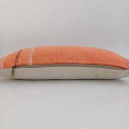 Moroccan Cactus Silk Cushion Cover, Handmade Orange Sabra Lumbar Pillow, Boho 24''x12''/60x30 cm - thumbnail 3