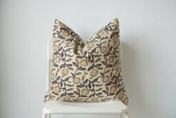 Floral Block Print Pillow Cover Indian Batik Textile, 20 - thumbnail 1