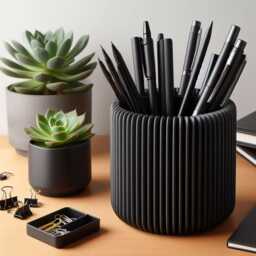 Modern Ribbed Pla Pencil Holder - Minimalist Desk Organizer - thumbnail 1