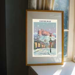Edinburgh Castle Winter Poster - Scotland Christmas Wall Art Cityscape Gift Travel Decor Holiday - thumbnail 3