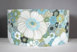 Blue & Green Flower Lampshade Scandinavian Fabric 30cm To 45cm ?? Handmade By Vivid Shades, Floral Leaf Tropical Pattern Light Shade - thumbnail 1