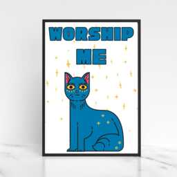 Funny Cat A4 Poster Print, High Quality Cartoon Art, Celestial Wall Decor, Original Artist Vibrant Quirky Decor - thumbnail 4