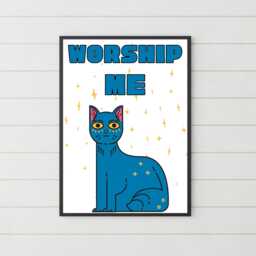 Funny Cat A4 Poster Print, High Quality Cartoon Art, Celestial Wall Decor, Original Artist Vibrant Quirky Decor - thumbnail 1