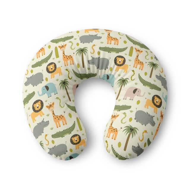 Safari Animals Pattern Nursing Pillow Cover - Baby Shower Nursery Decor - image 1