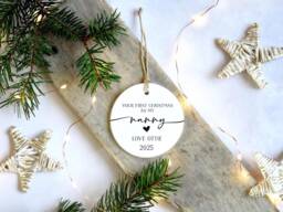 Personalised Grandparents First Christmas Ornament - New Baby Bauble For Grandma & Grandad Tree Decoration From Grandchild - thumbnail 1