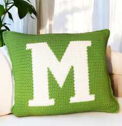 Letter M Crochet Pillow Pattern, Initial Monogram - PDF Pattern - thumbnail 1