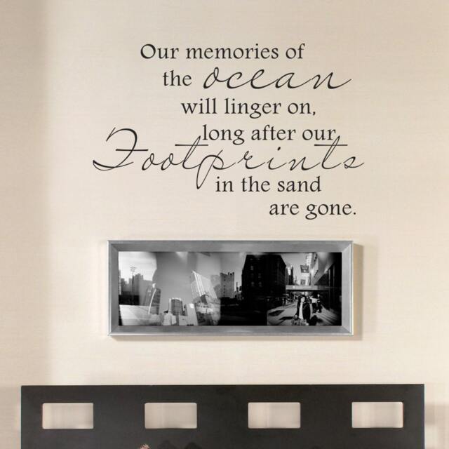 Ocean Wall Decal - Beach Quote Our Memories Of The Ocean Will Longer On Quotes 080 - image 1