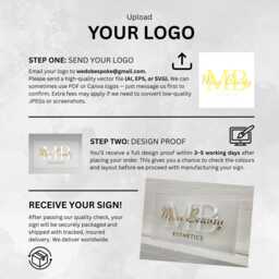 Gold Mirror 3D Acrylic Business Logo Sign - Frosted Base Custom Wall Decor For Beauty Salon, Spa, Lash Tech & Aesthetic Studios - thumbnail 3