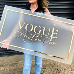 Gold Mirror 3D Acrylic Business Logo Sign - Frosted Base Custom Wall Decor For Beauty Salon, Spa, Lash Tech & Aesthetic Studios
