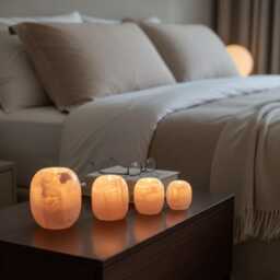 Handmade Onyx Candle Holders - Set Of 4, Marble Vein Stone Accent - thumbnail 3