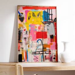 Abstract Graffiti Print, Colorful Wall Art, Apartment Decor, Modern Home Urban Street Canvas, Printable Xmas Gift, Digital Art - thumbnail 2