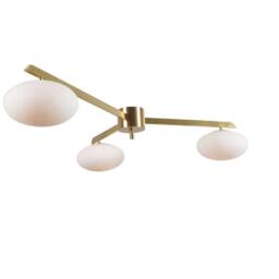 Mid-Century Modern Lelli Style Brass Ceiling Light Lamp - Glass Globes 3-Light Dining Lounge - thumbnail 2