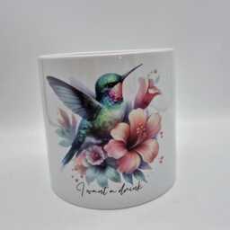 Personalised Hummingbird Plant Pot - Custom Ceramic Planter Watercolour Bird Flower Nature Lover Gift - thumbnail 4