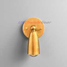 Mid-Century Modern Brass Wall Sconce - Hard Wired Hallway Light Raw Brass -Industrial Lamp - thumbnail 3