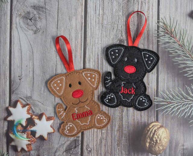 Dog Personalised Christmas Tree Hanging Decoration, Handmade Felt Ornament, Lover Gift, Pet Loss Gift - image 1