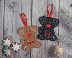 Dog Personalised Christmas Tree Hanging Decoration, Handmade Felt Ornament, Lover Gift, Pet Loss Gift - thumbnail 1