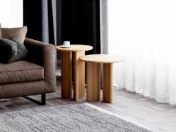 Modern Nesting Tables - End Round Side Table Solid Wood Small For Living Room Set Of - thumbnail 1