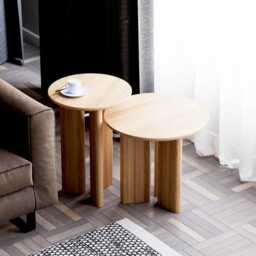 Modern Nesting Tables - End Round Side Table Solid Wood Small For Living Room Set Of - thumbnail 3