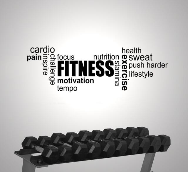 Fitness Word Cloud - Motivational Wall Sticker Contemporary Vinyl Decal Gym - image 1