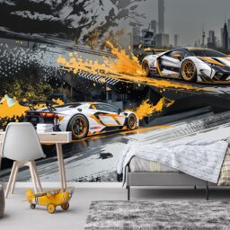 Sport Car Wall Decal, Boys Room Decor, Peel & Stick Mural - thumbnail 3