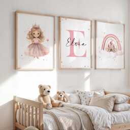 Princess Set Of 3 Prints - Bedroom Girls Decor Wall Art - thumbnail 2