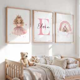 Princess Set Of 3 Prints - Bedroom Girls Decor Wall Art - thumbnail 1