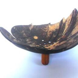 "Natural Coconut Shell Soap Dish Leaf Shape Hand Carved Handmade Wooden Carving Home Art Decor/Zen Gift 5.25""x4.25""x2.5" - thumbnail 4