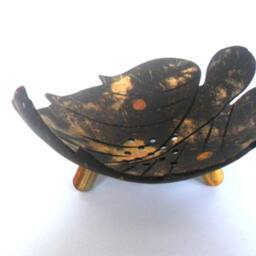 "Natural Coconut Shell Soap Dish Leaf Shape Hand Carved Handmade Wooden Carving Home Art Decor/Zen Gift 5.25""x4.25""x2.5" - thumbnail 2