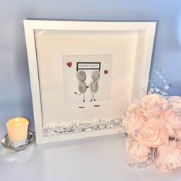 Best Friend Personalised Pebble Art Picture Frame Keepsake Birthday Gift Her Unique My Bestie Rock 30Th 40Th 50Th 60Th I Love You - thumbnail 3