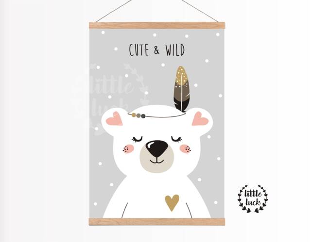 Poster Polar Bear Nursery Decoration A4 Boys Girls Baby - image 1