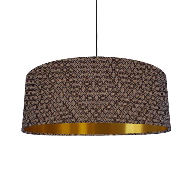 Extra Large Navy Kasuri Lampshade With Gold Lining - image 1