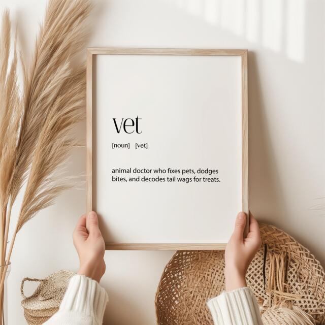 Vet Definition Print - Funny Animal Doctor Wall Art Gift For Veterinarian Minimal Typography Poster Pet Lover Office Clinic - image 1
